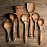 Teak Wooden Utensils Set - 7 Pieces