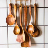 Teak Wooden Utensils Set - 7 Pieces