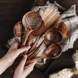 Teak Wooden Utensils Set - 7 Pieces