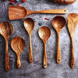 Teak Wooden Utensils Set - 7 Pieces